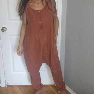 NWT La Petite Alice cottagecore linen sleeveless lagenlook ROMPER